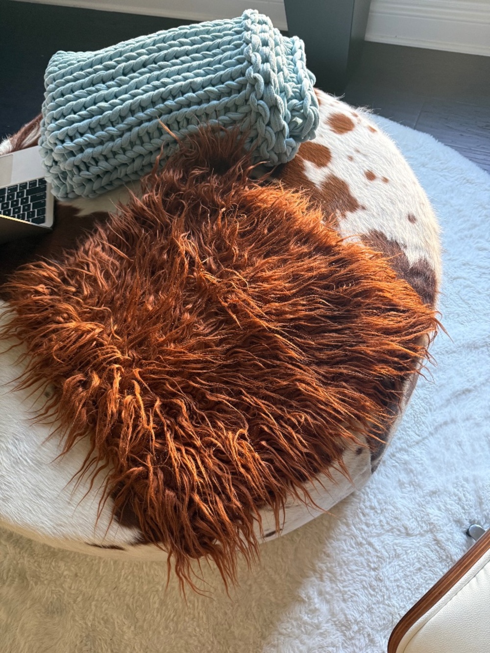 Brown shag pillow covers